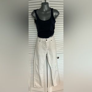 Citizens of Humanity white slightly distressed buttonfly jeans, size 27